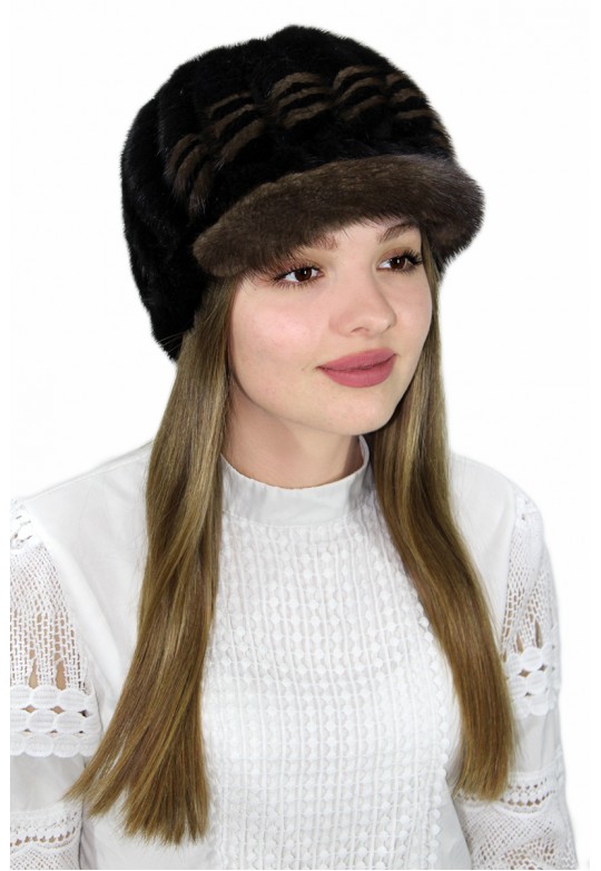 Кепка из вязаной норки "Николь"
